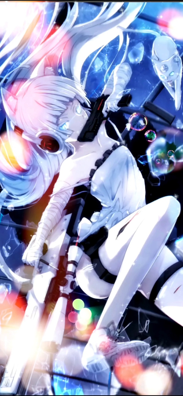 白发白丝战斗少女