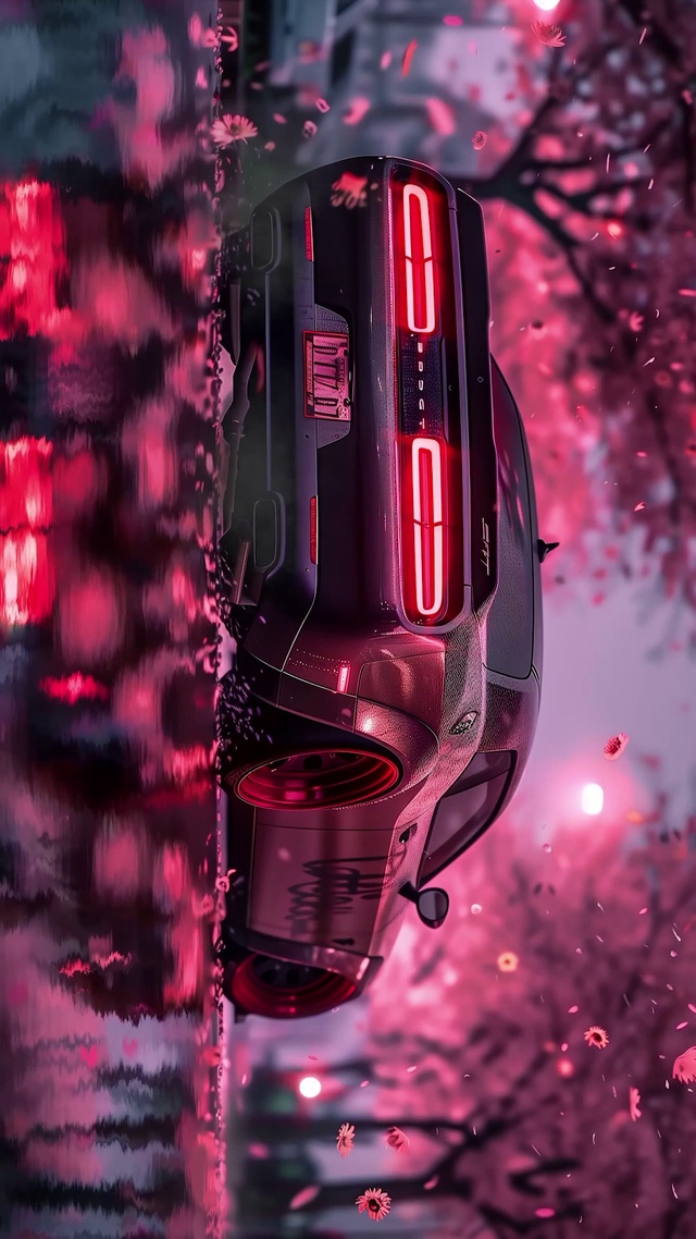 雨天樱花汽车