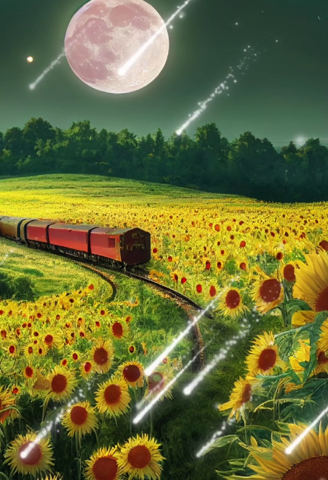 盛夏的夜，盛开的向日葵