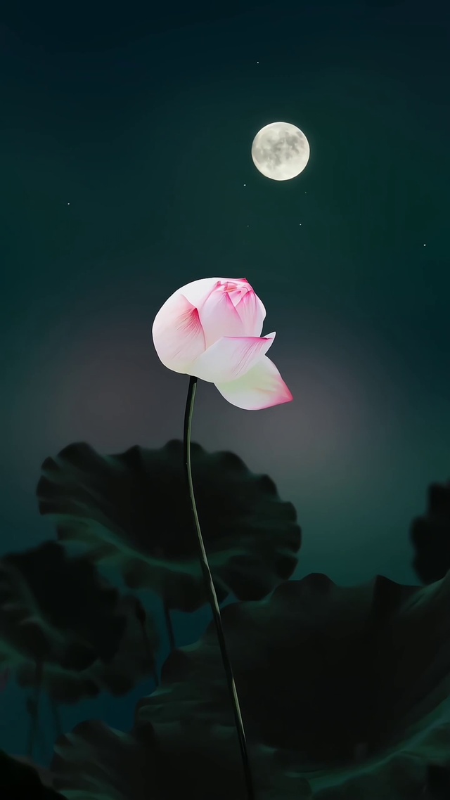 月下荷花