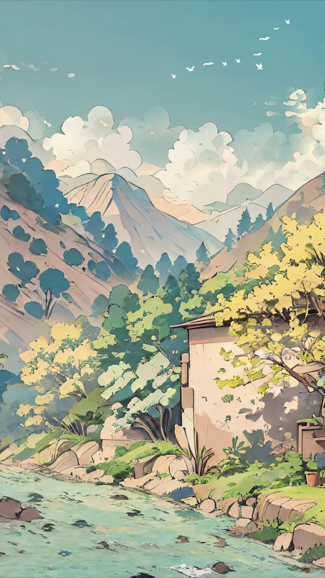 唯美古风山水画