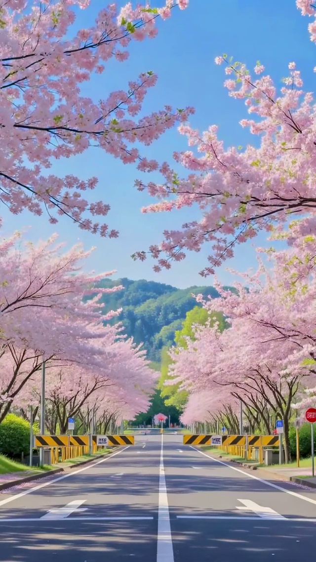 通往春天的樱花街道