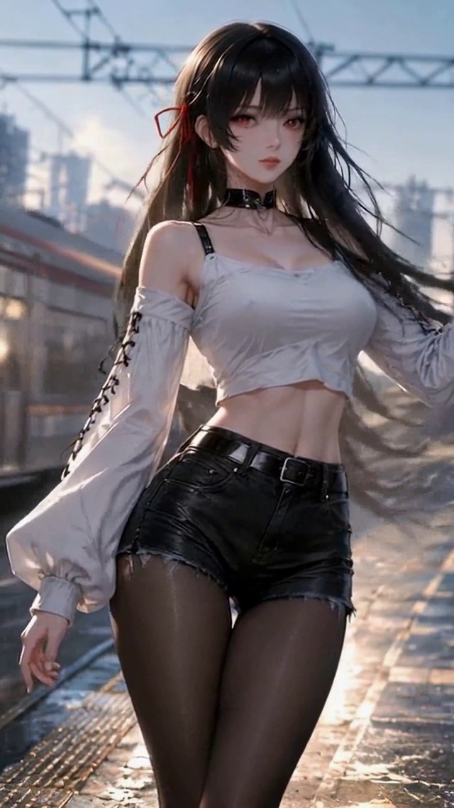雨后站台少女