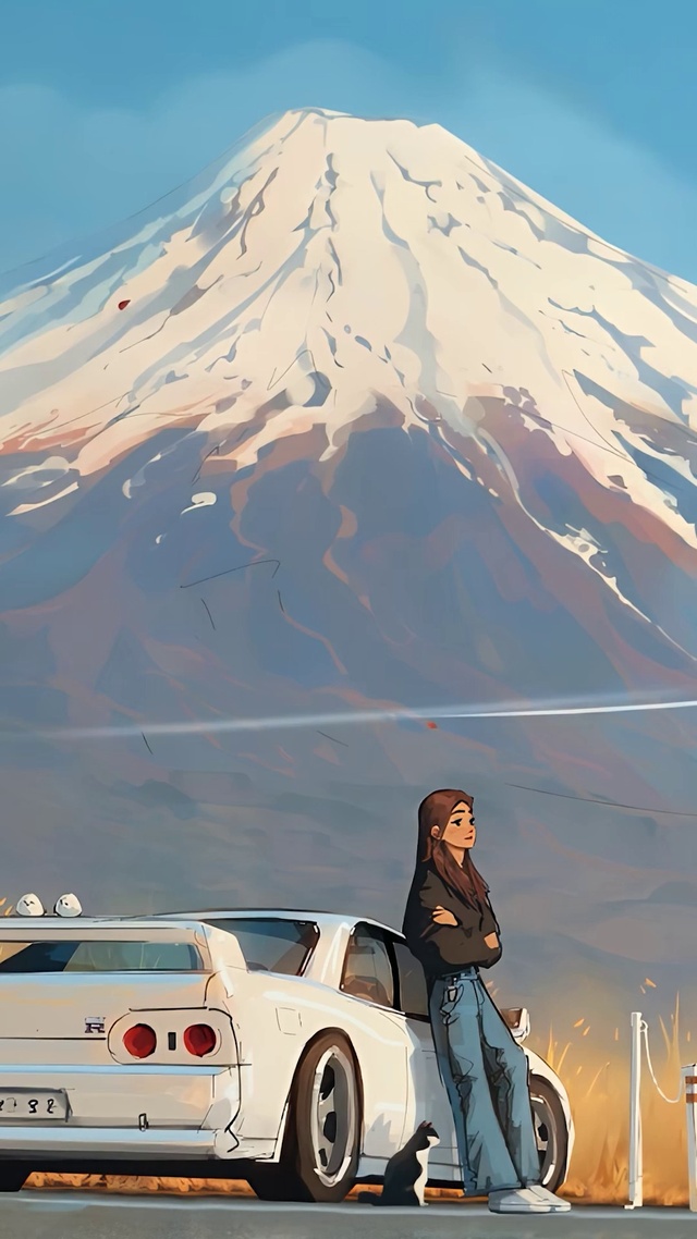 唯美富士山下风景