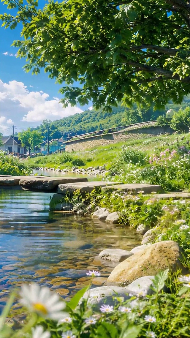 治愈夏日乡村溪流风景