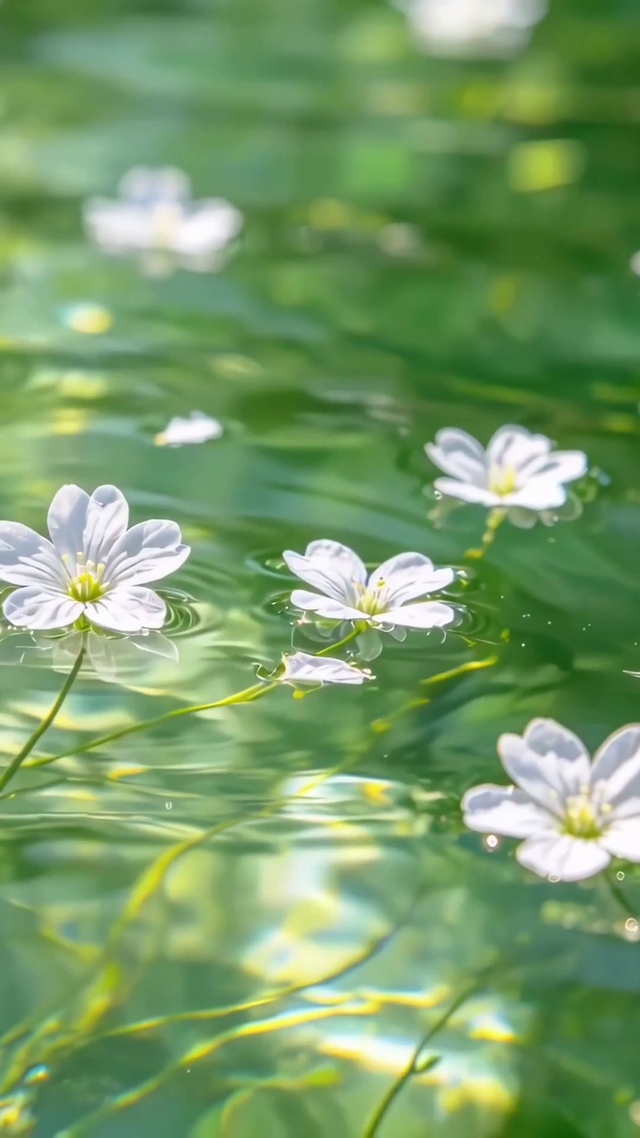 碧波上的小白花