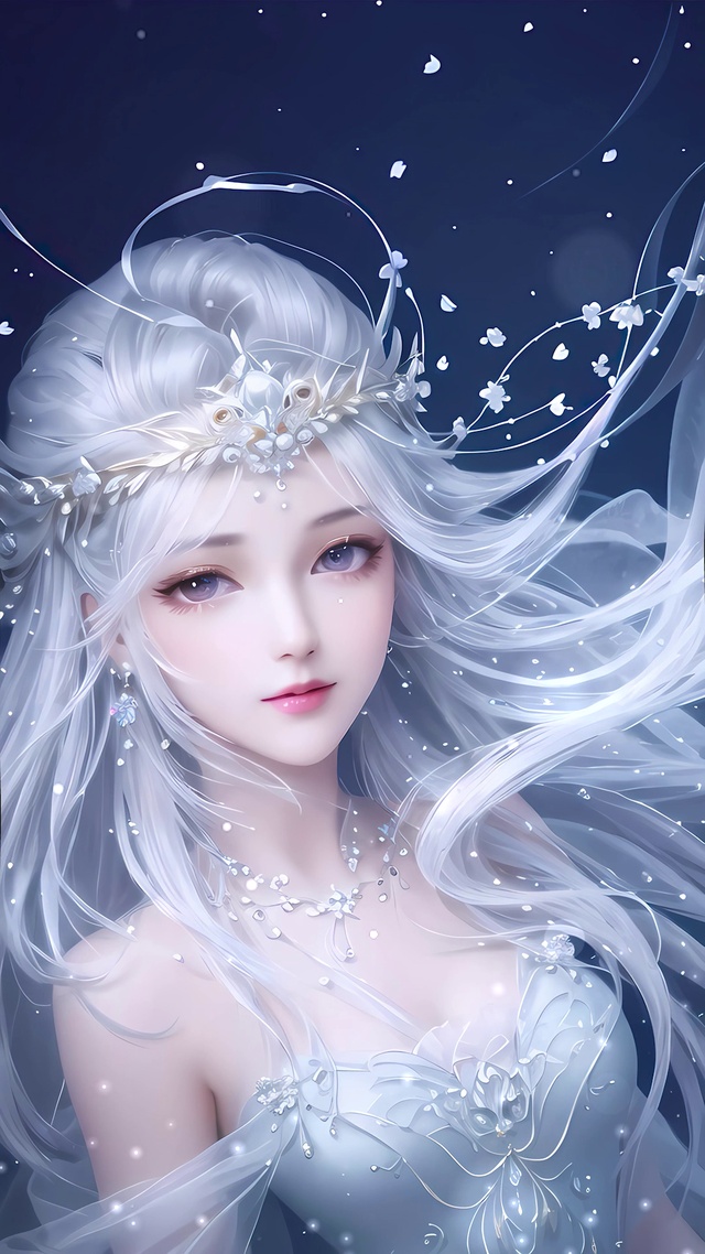 唯美古风白发美女