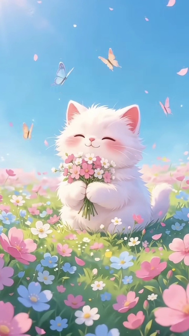 微风花间奶猫唯美治愈动态壁纸
