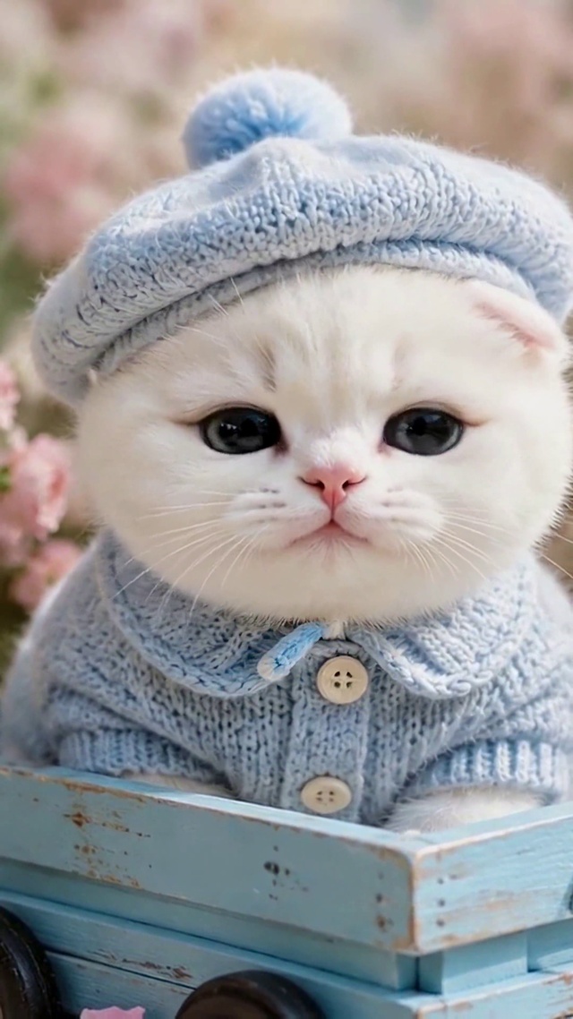 花簇中的软萌小奶猫