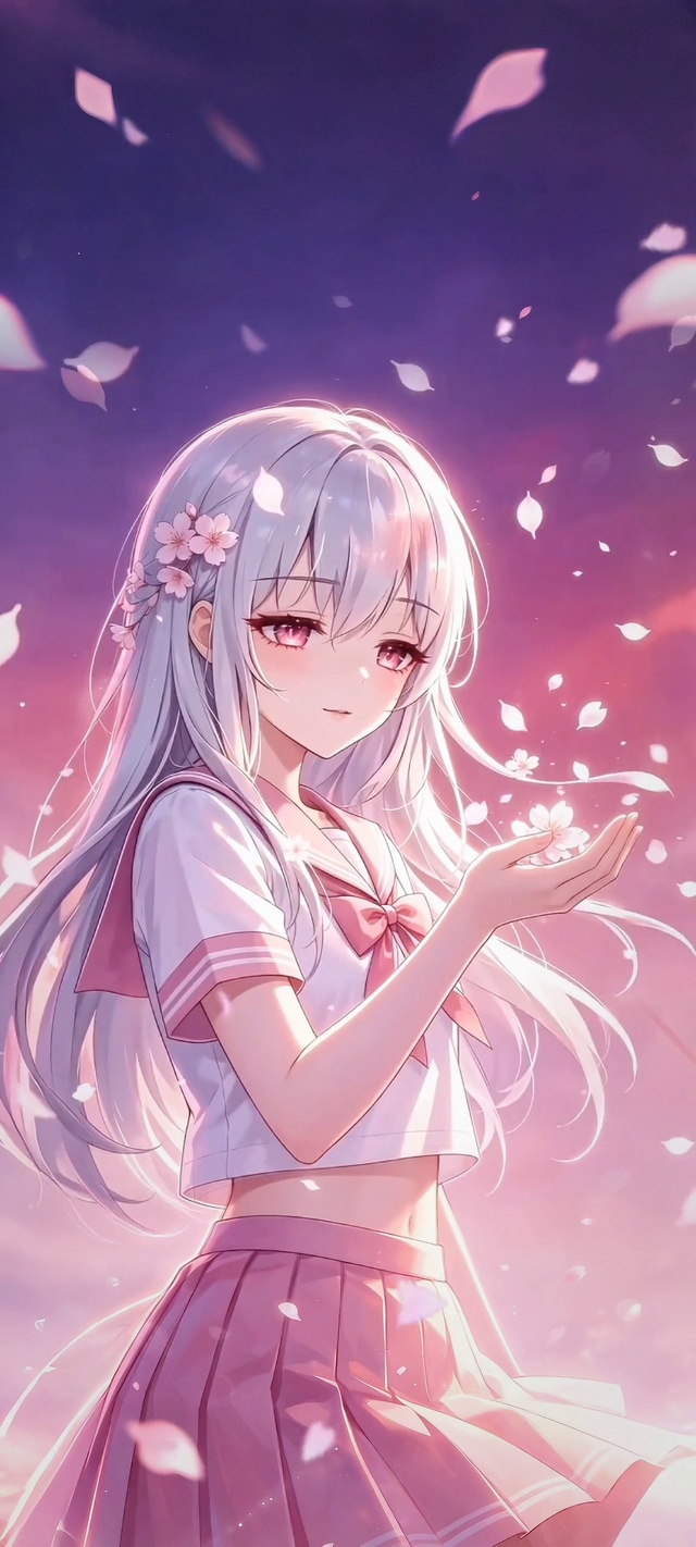 指尖盛放的春日樱花少女