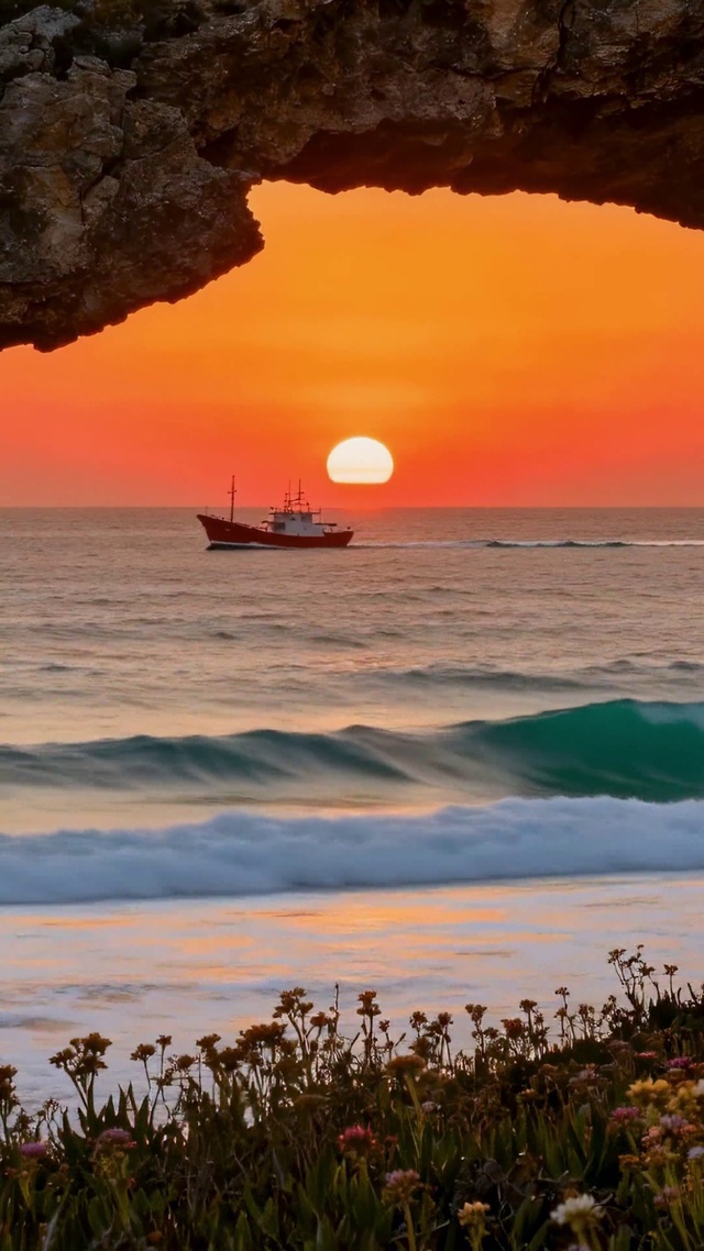 礁石拱门日落海景