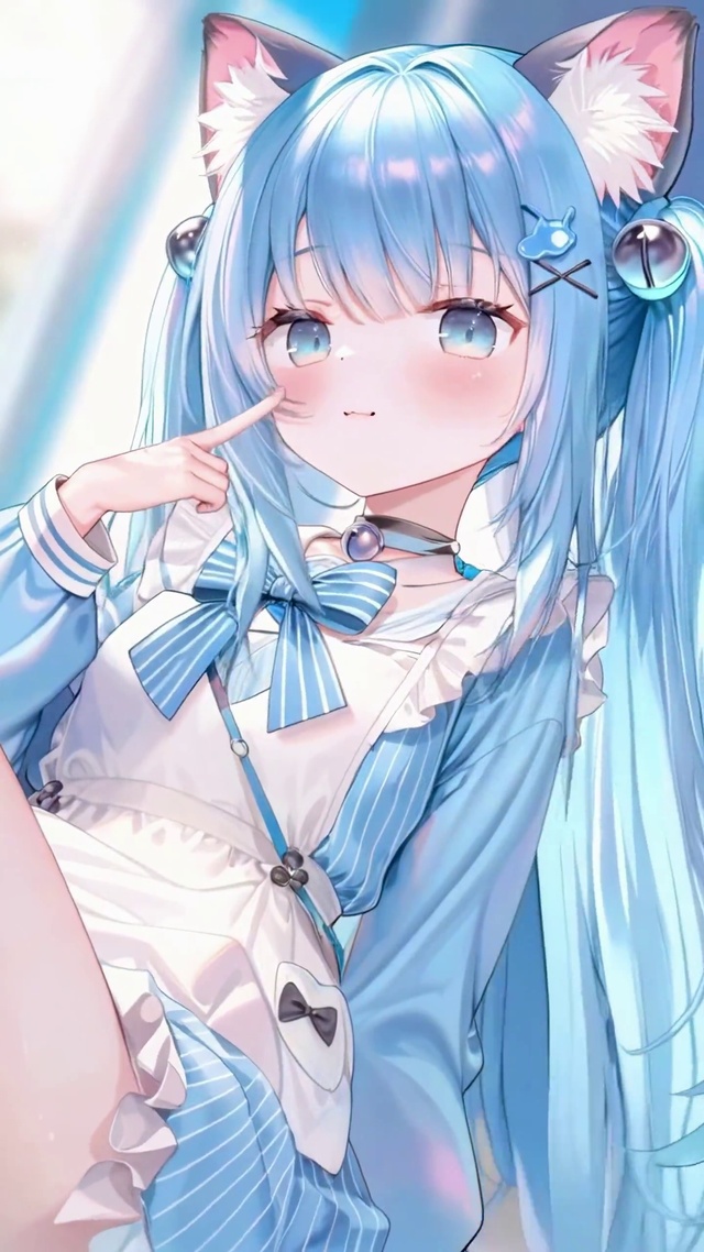 软萌蓝发猫娘日常