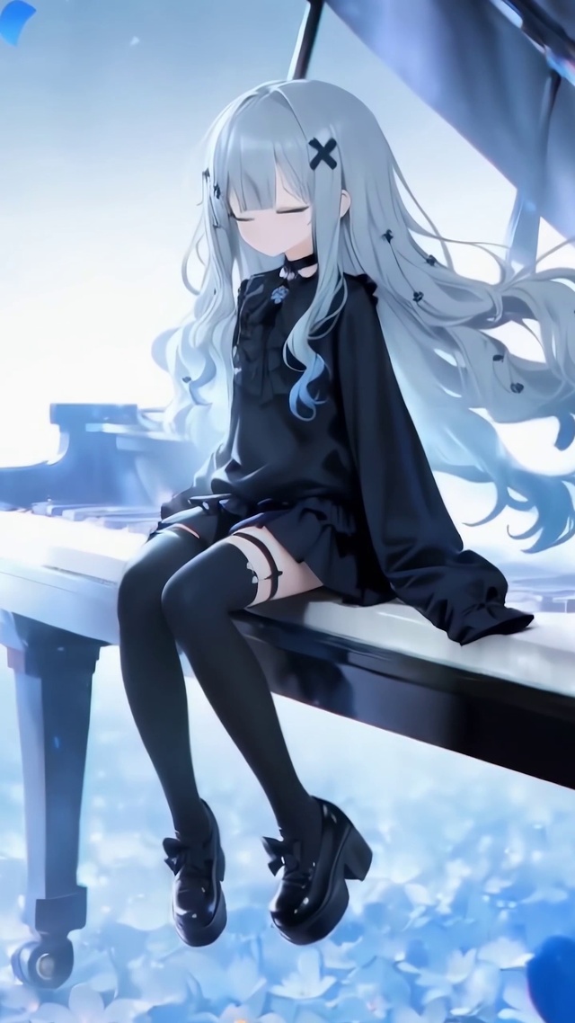 白发钢琴少女