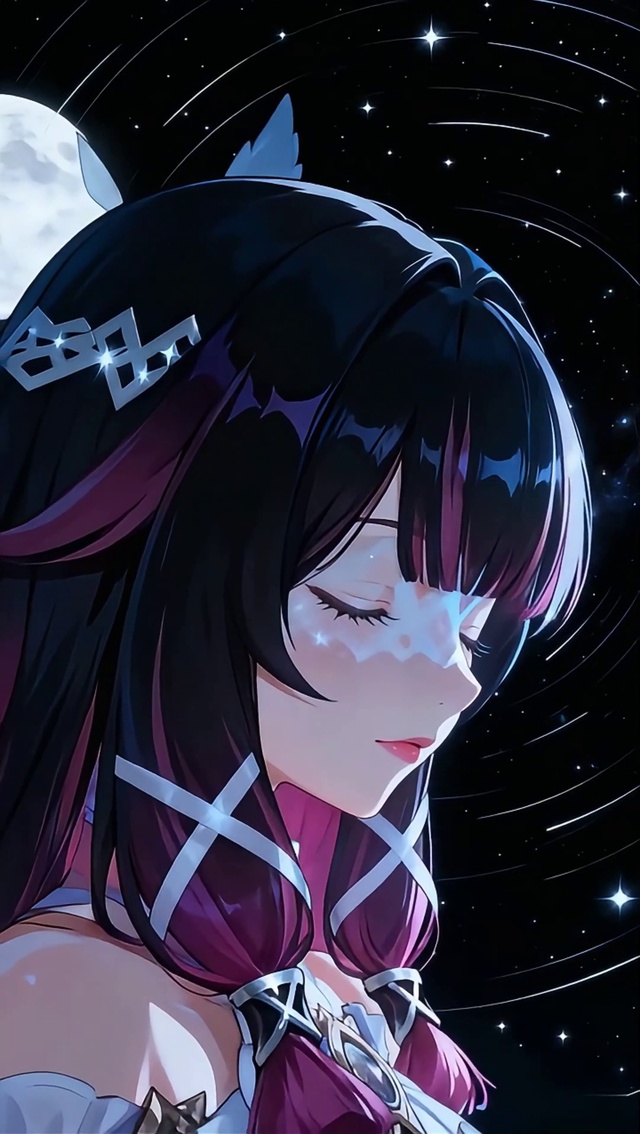 漫天繁星：少女侧颜