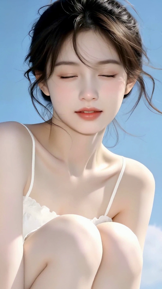 蓝天下白衣少女