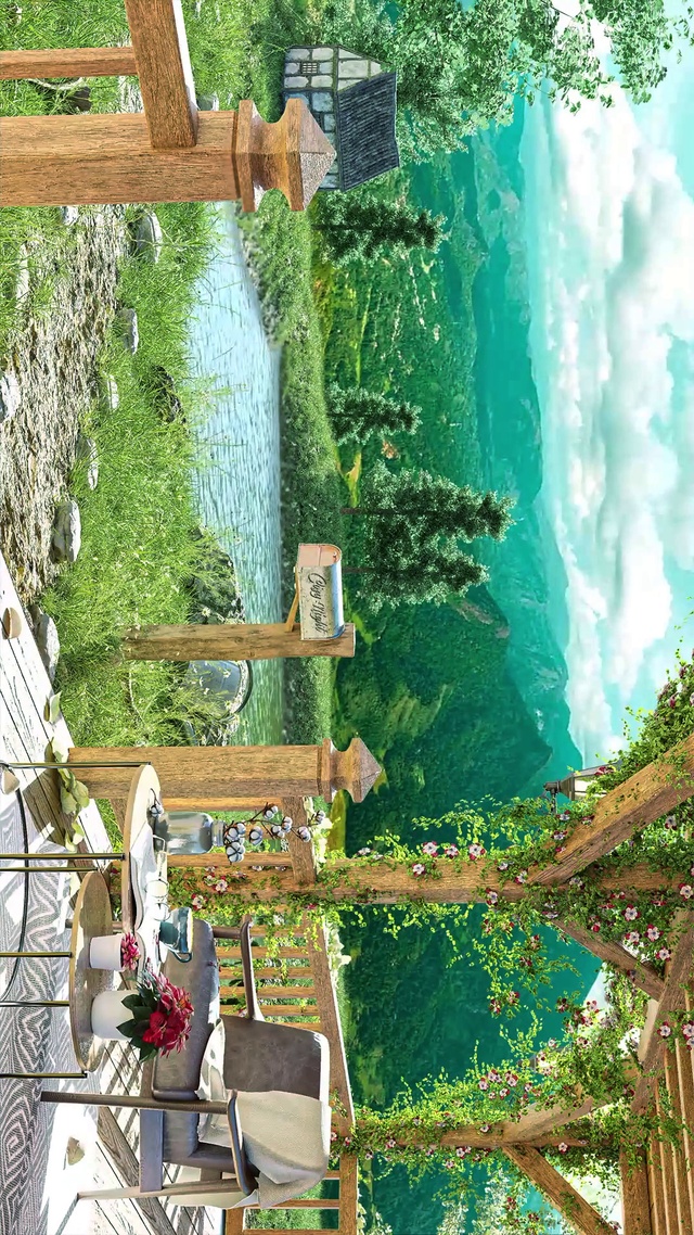 唯美春天山涧屋