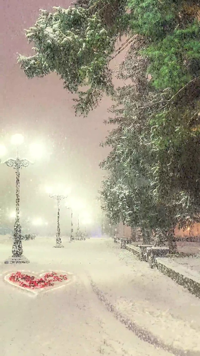 夜晚下雪壁纸