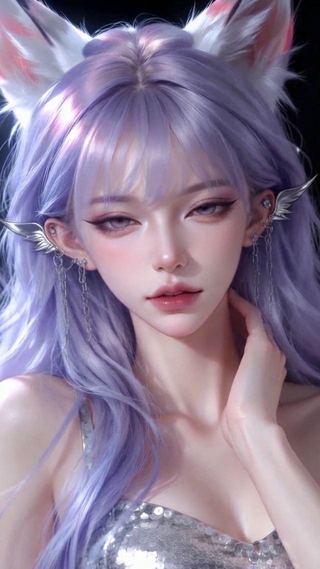 梦幻紫发狐耳美少女