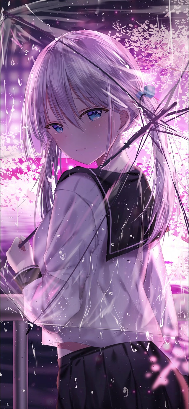 治愈唯美樱花街道雨中撑伞的美少女【原创作品均有工程文件🈲️转载】