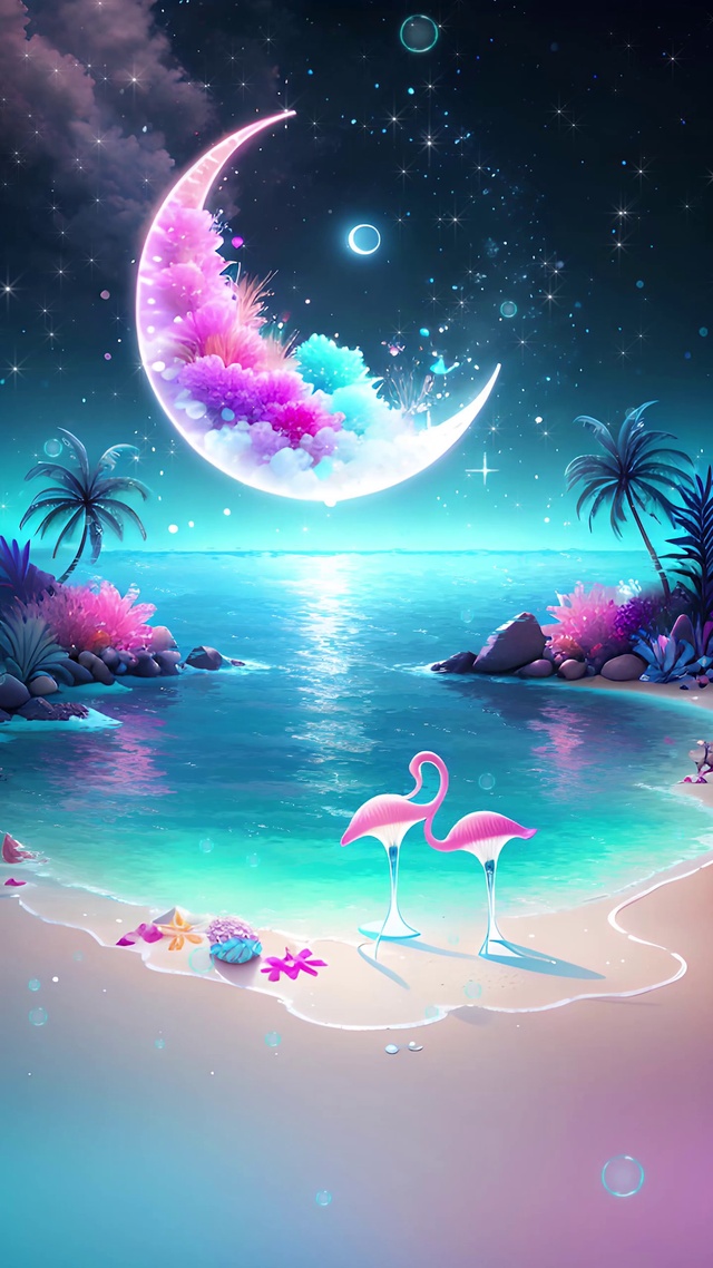唯美浪漫夜景大海星空