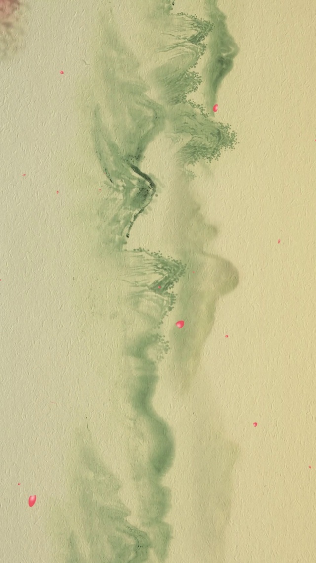 水墨系列-青山桃花-1