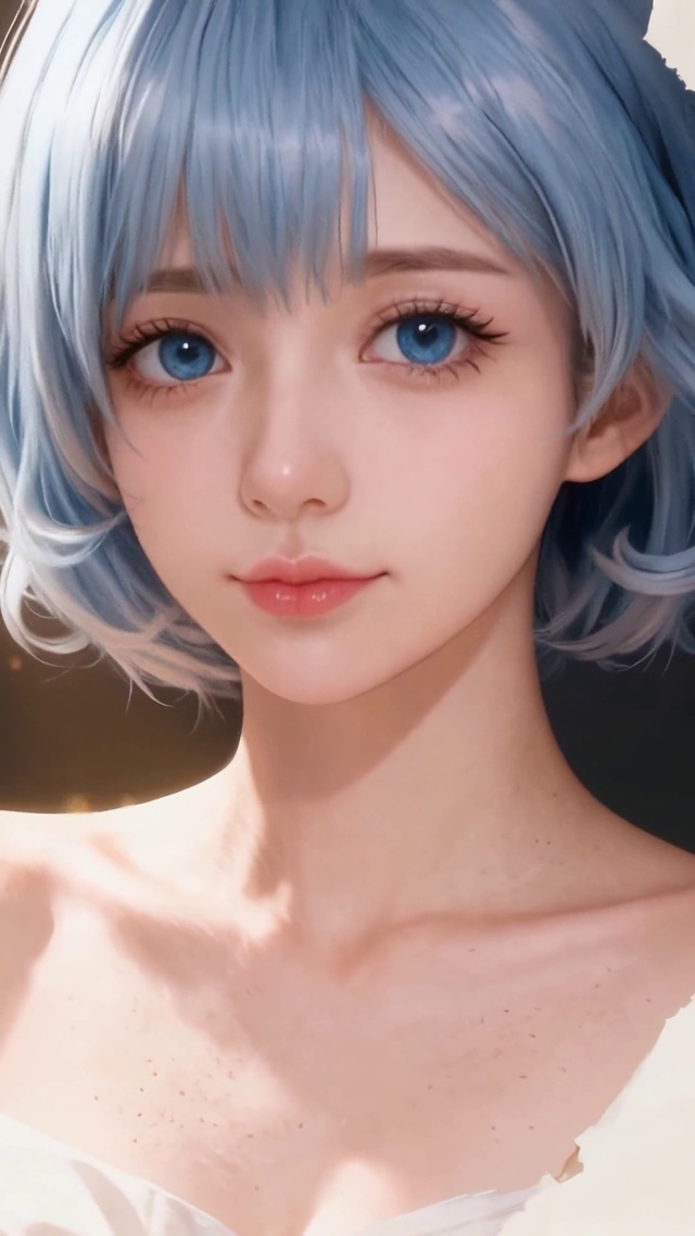 真人纯欲蓝发女孩cos雷姆