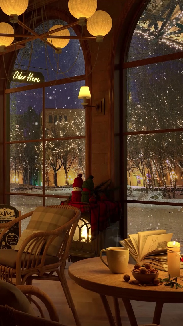 雨雪天的氛围感咖啡厅