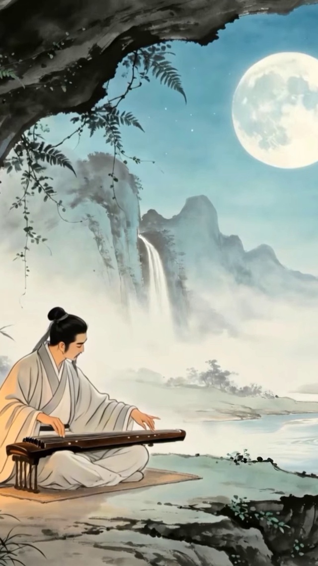山水瀑布古筝