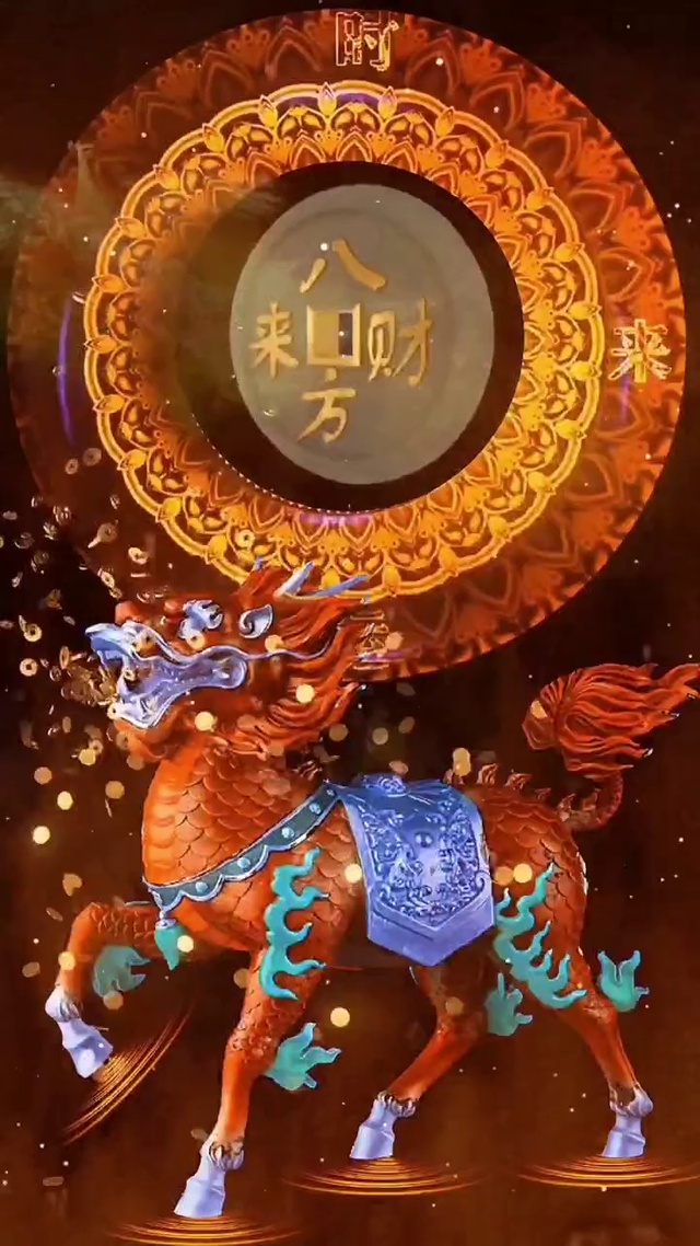 麒麟  八方来财