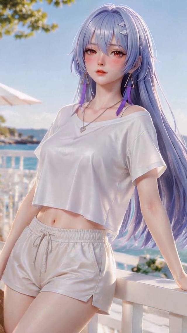 海滨假日紫发美女莫宁