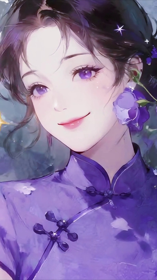 紫玫瑰园中的旗袍美女