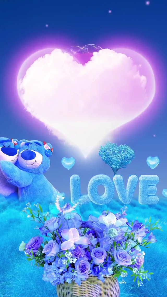 大爱心蓝色抱抱熊