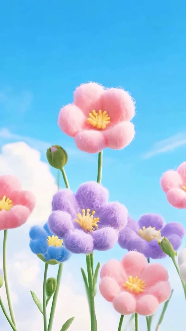 护眼白云花草树木