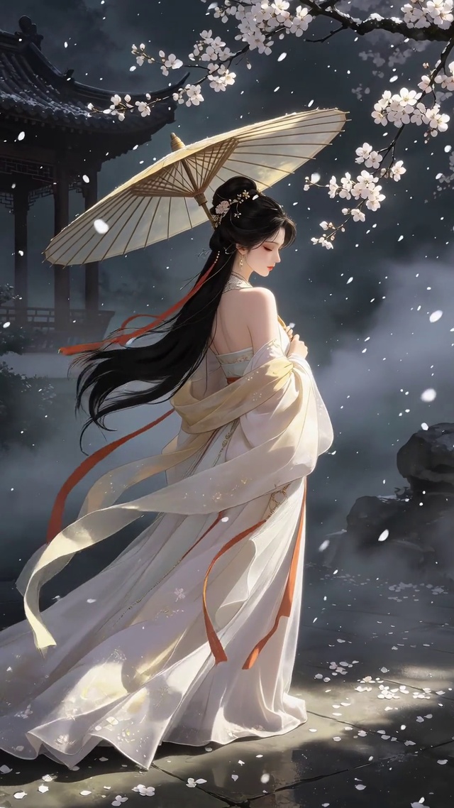 古风落花美女壁纸