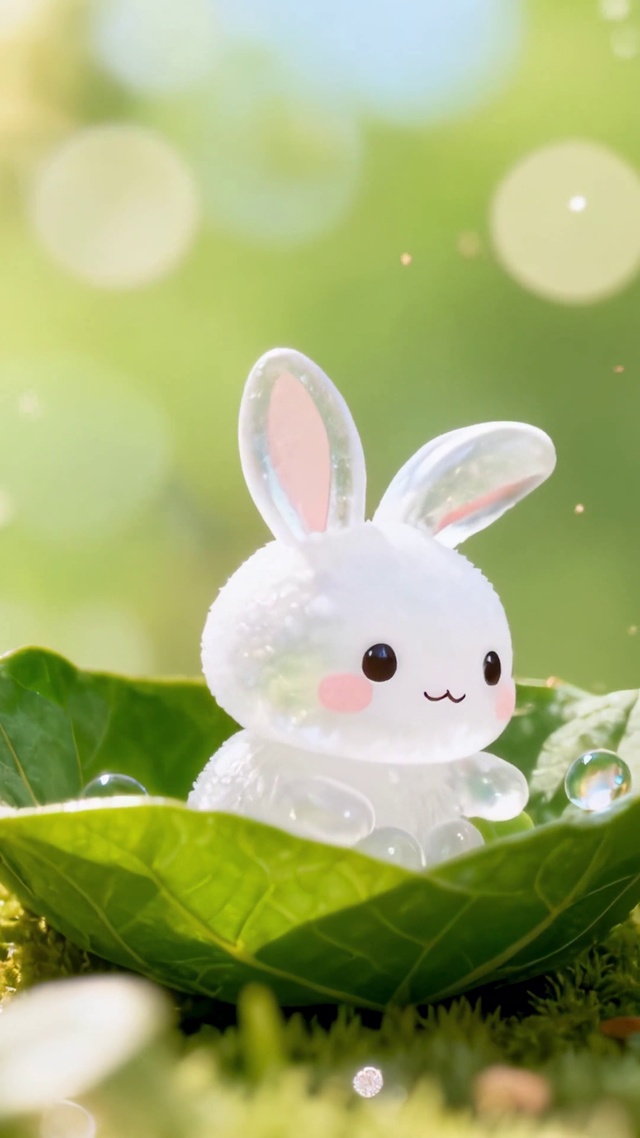 迷你微观世界豌豆荚里的水晶兔子