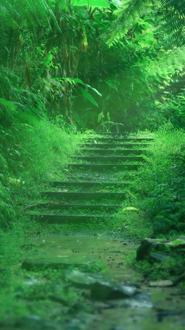 雨天护眼幽静台阶