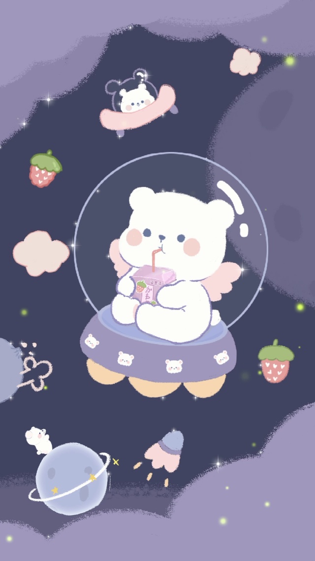 可爱草莓宇航熊遨游太空