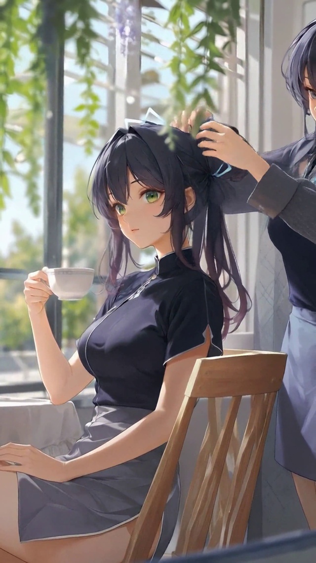 窗边紫藤下少女龙华妃咲