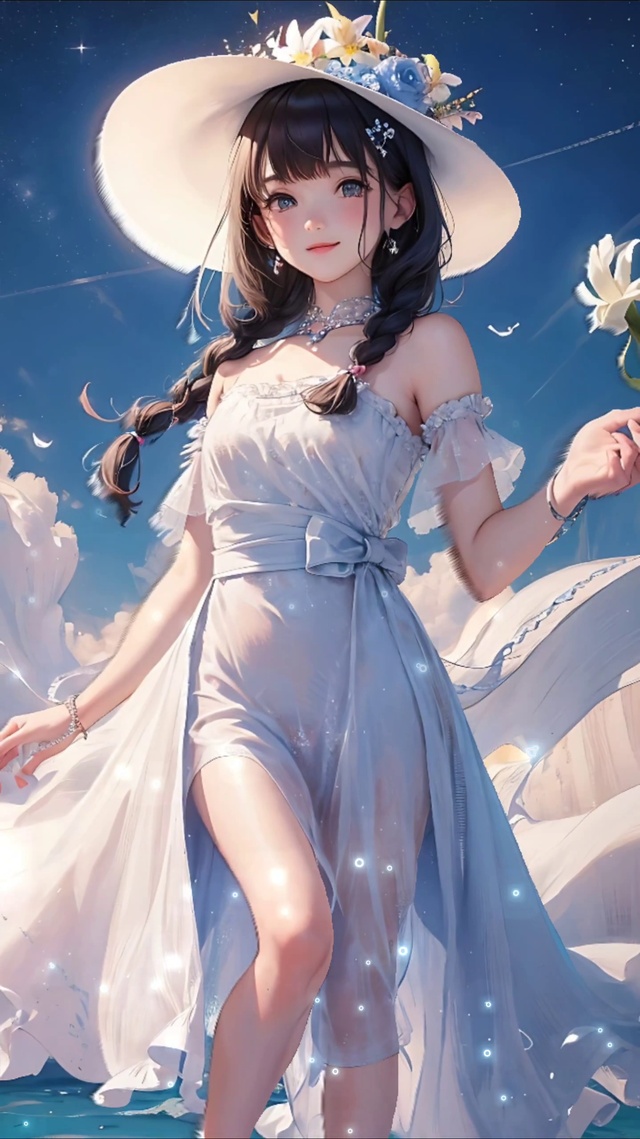 海边踏浪少女