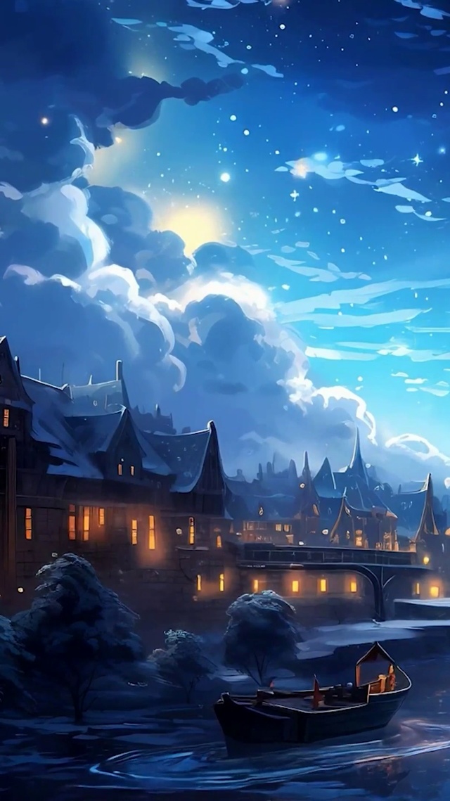 夜景城堡河流夜色