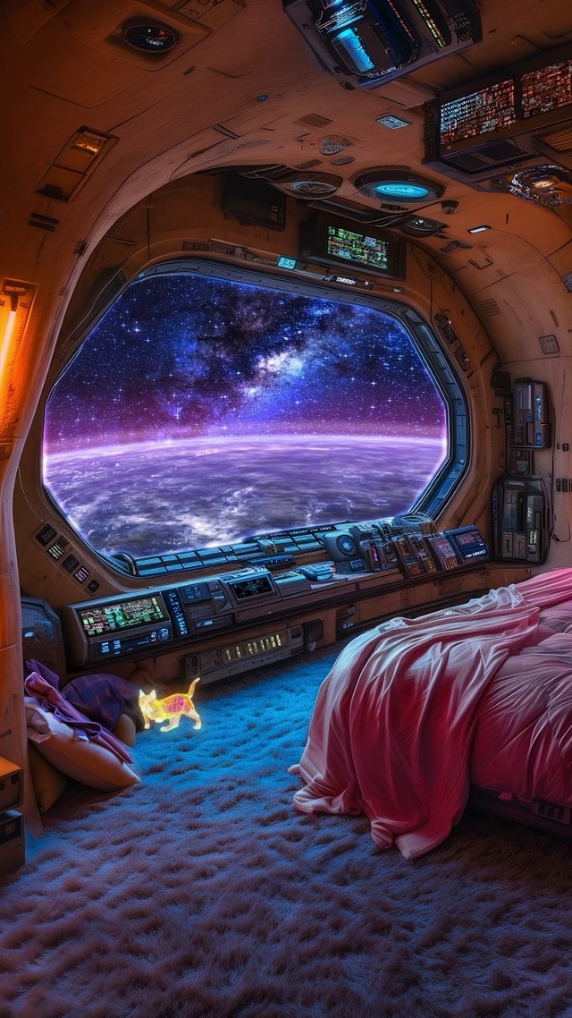 科幻太空船舱卧室