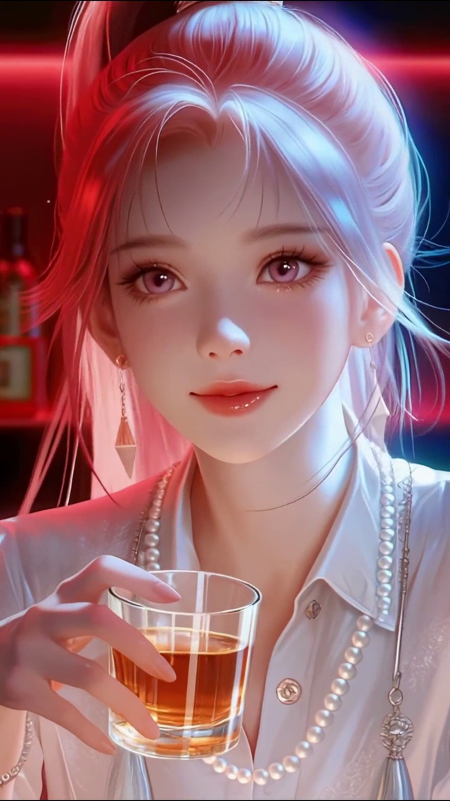 酒吧高马尾甜美女孩