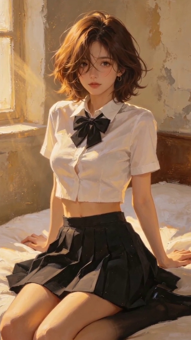 油画风棕发 JK少女