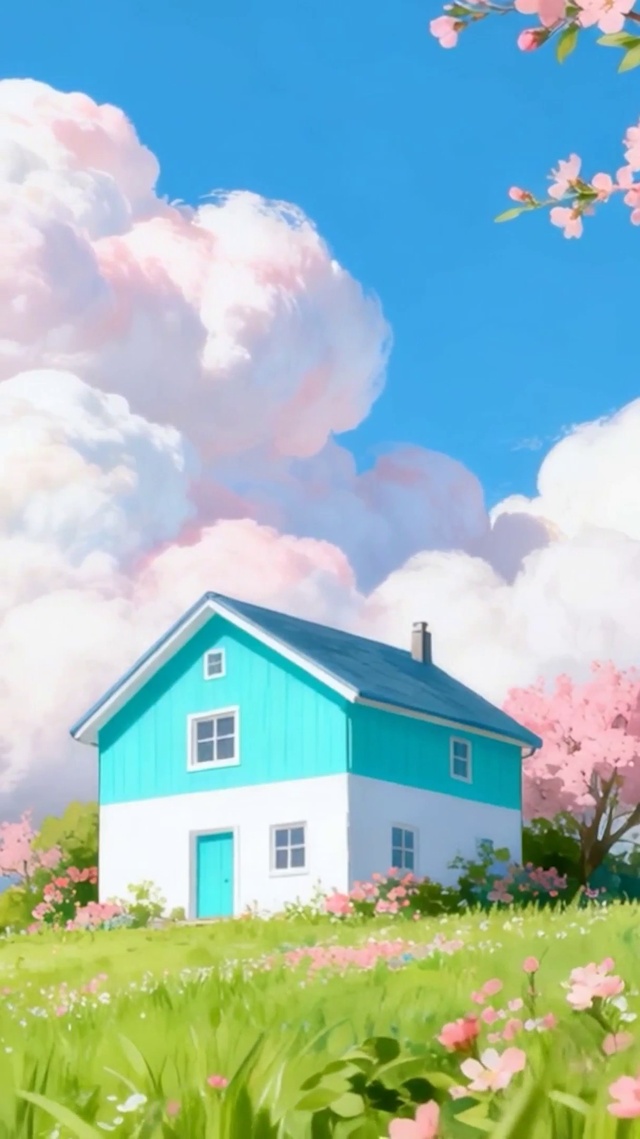 蓝天白云花草树木