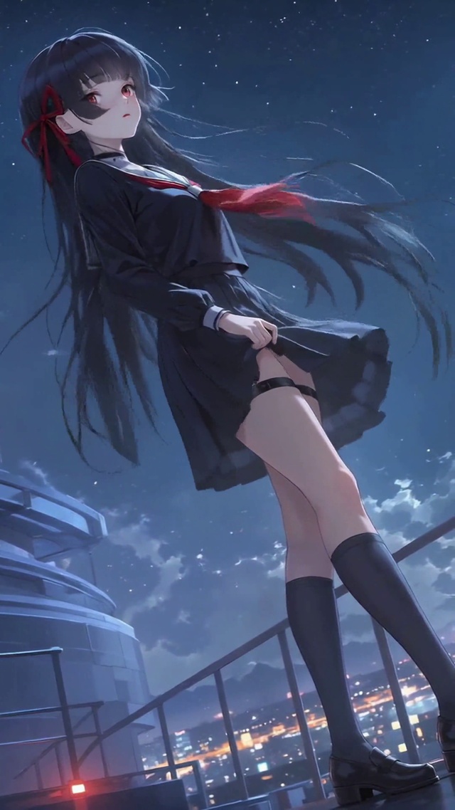 月夜天台的星空少女千咲