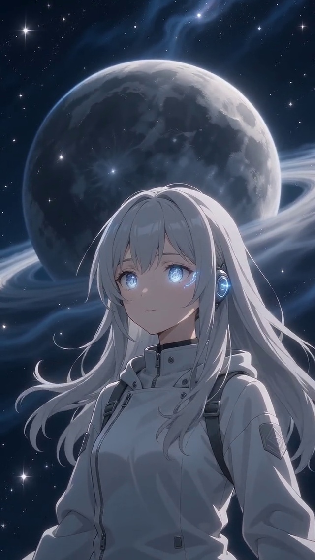 机甲银发少女太空