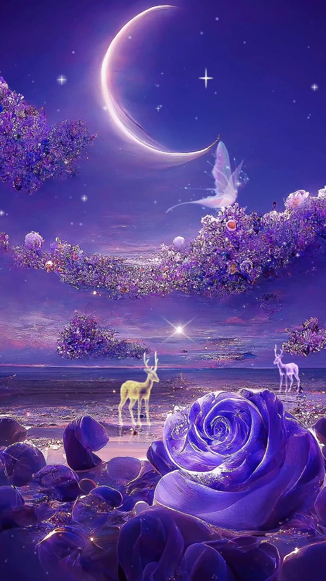 月亮下的紫色玫瑰