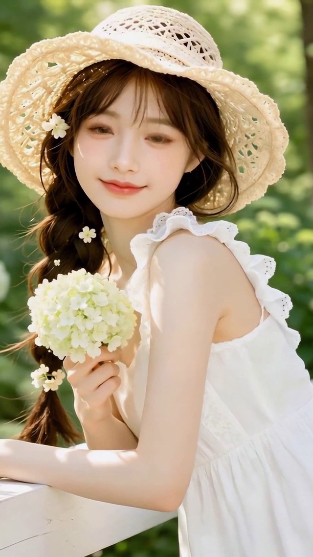 夏日花丛清纯美少女