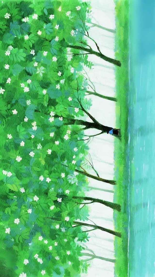 花林散步的少女