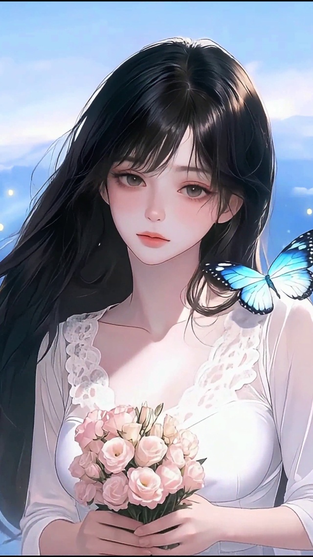 黑发捧花女孩